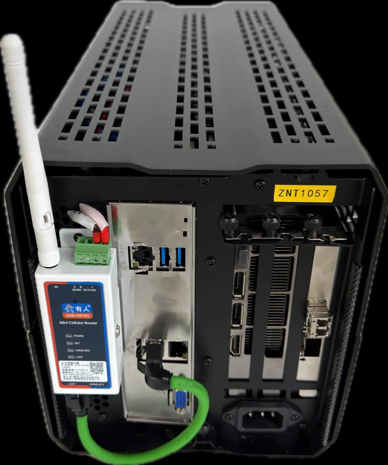 接口面板：USB / 网口 / DP / PCIe / 电源